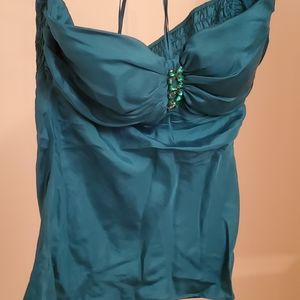 Arden b luxe size large green silk halter top